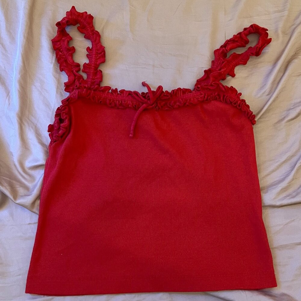 Anthropologie Maeve Red Ruffled Cami